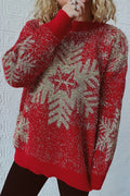 R&B | Weihnachtsmuster Gestrickter Rundhalsausschnitt Langarmpullover
