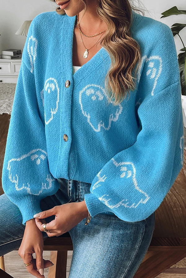 R&B | Halloween-Geist-Button-Pullover