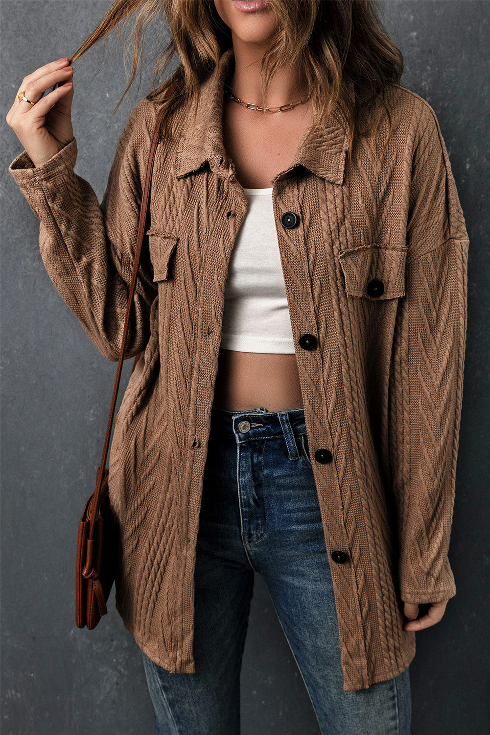 R&B | Gestrickte Bluse mit Knopfleiste Baumwollmix Perfekt für Lagenlook