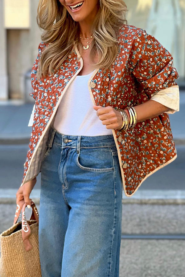 R&B | Baumwolle florale Kontrast Baumwolljacke