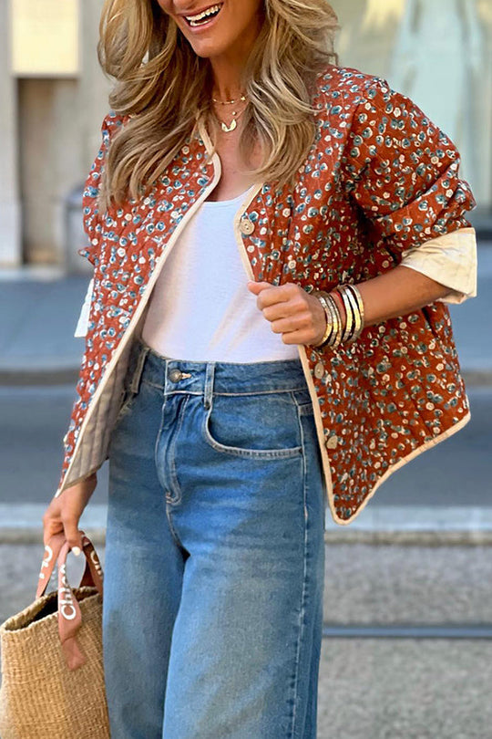 R&B | Baumwolle florale Kontrast Baumwolljacke