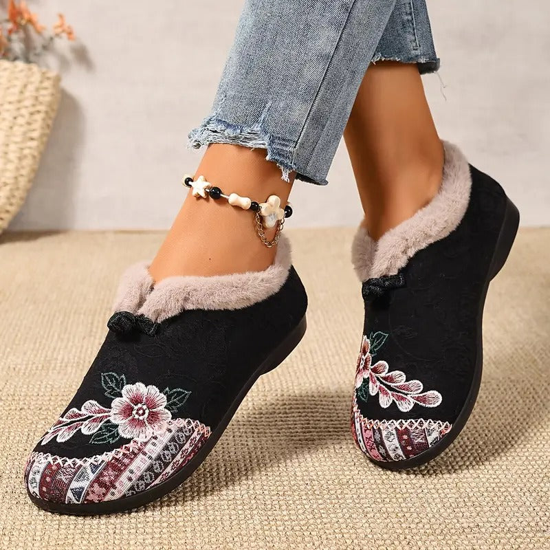 Warme, weiche Schuhe für Damen mit zartem Blumenprint R&B R&B