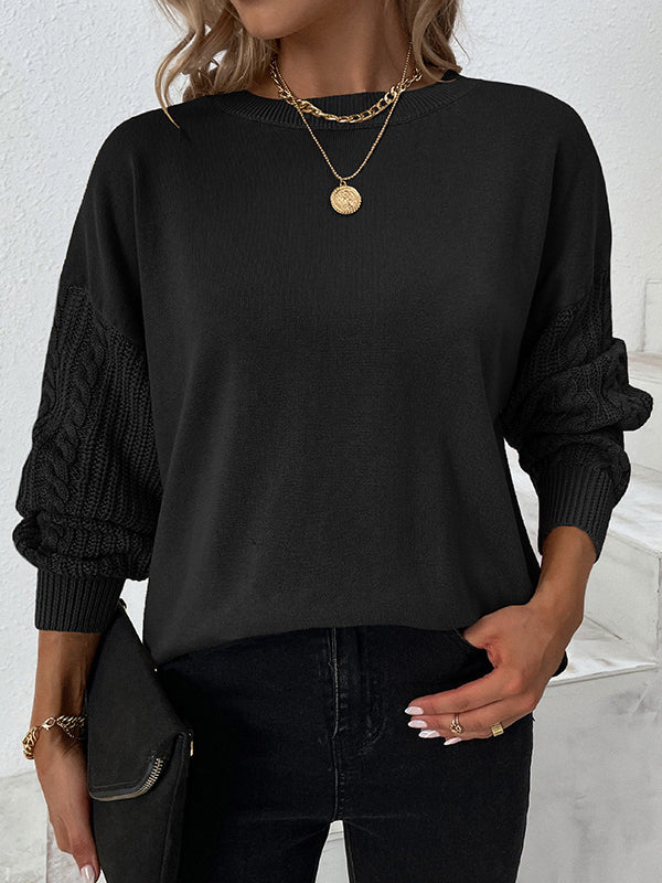 R&B | Eleganter Rundhalsausschnitt Pullover mit einfarbiger und verdrehter Strickart Ideal für den Winter