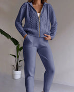R&B | Lässiges Jacquard-Cardigan-Set mit Twist-Design