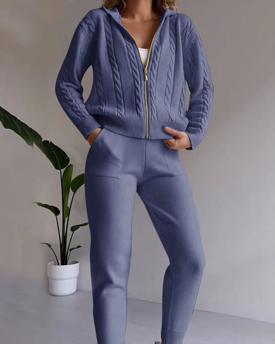 R&B | Lässiges Jacquard-Cardigan-Set mit Twist-Design