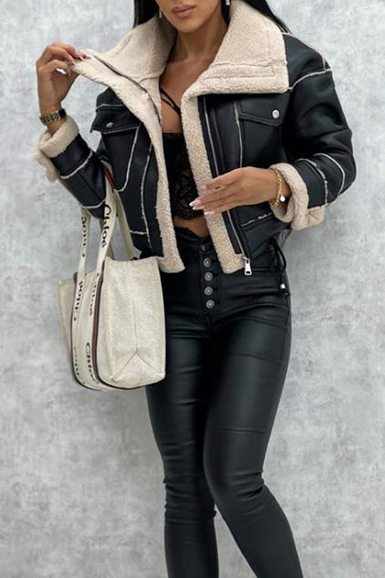 R&B | kurze Reißverschluss Bikerjacke