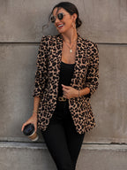 R&B | Eleganter Business Langblazer mit Leopardenmuster für alle Jahreszeiten