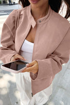 R&B | Stylische Wildlederjacke mit Stehkragen und Langen Ärmeln