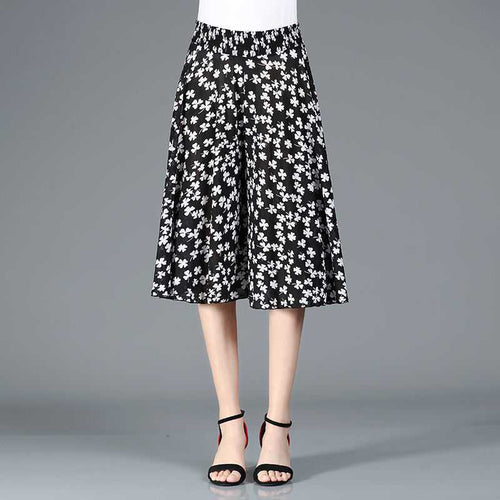 R&B | Damen Chiffon Culottes mit Breiten Beinen und Hoher Elastischer Taille