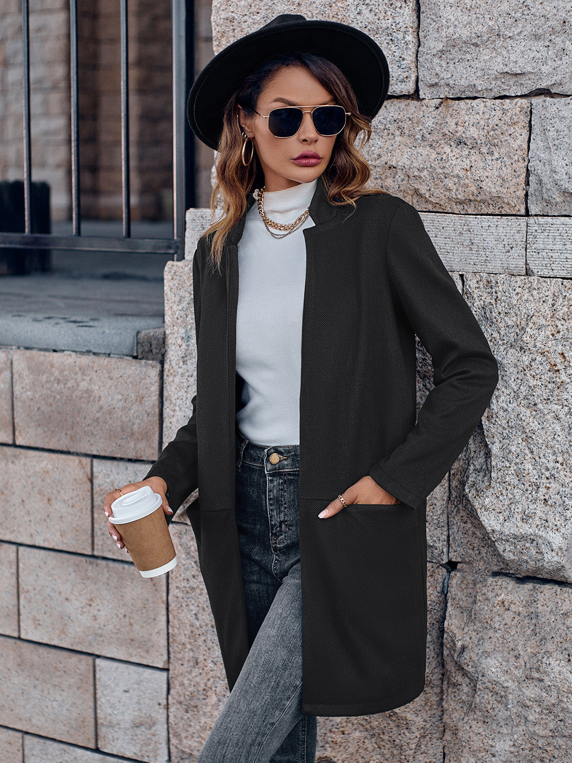 R&B | Offene Vorderseite Langarm Blazer