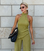 R&B | Halsoberteil Hose mit weitem Bein zweiteiliges Set