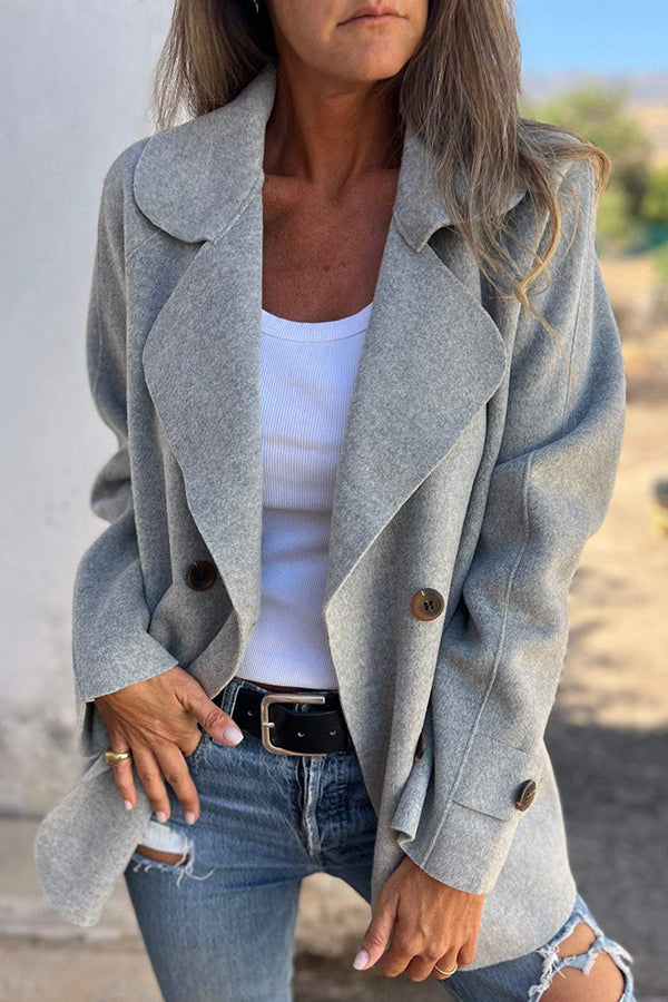 R&B | Farbe Revers Langarm Knopf Freizeitjacke