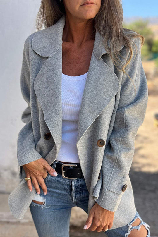 R&B | Farbe Revers Langarm Knopf Freizeitjacke