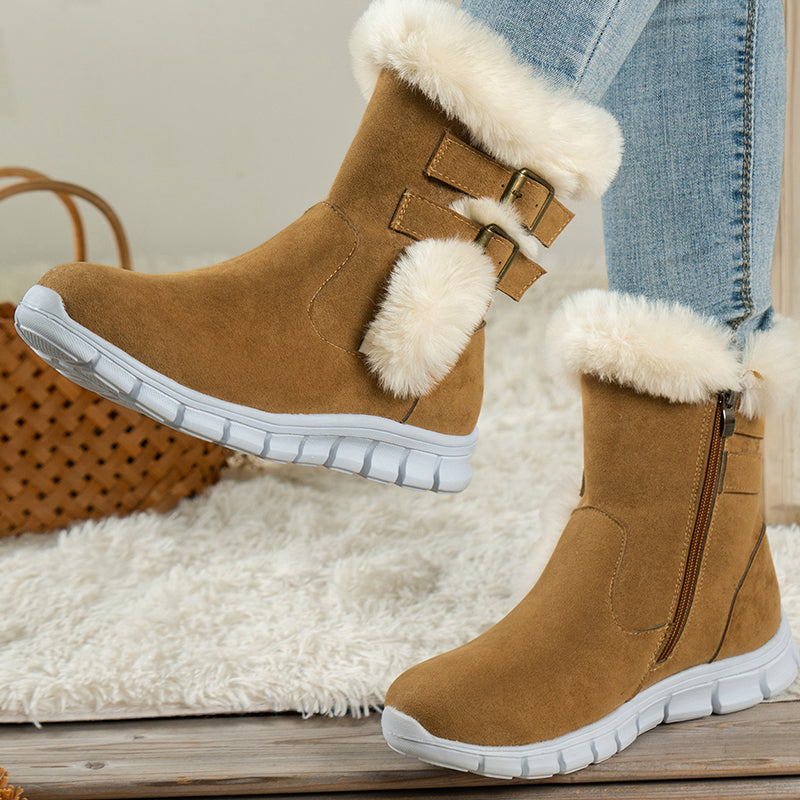 Stilvolle Winterstiefel mit Fellbesatz und Schnallen R&B R&B