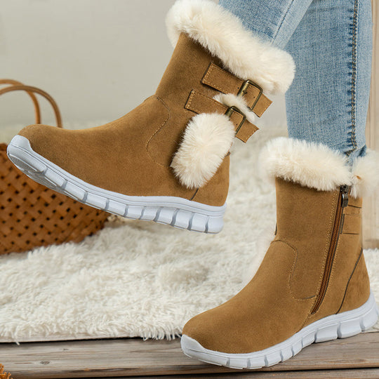 Stilvolle Winterstiefel mit Fellbesatz und Schnallen R&B R&B