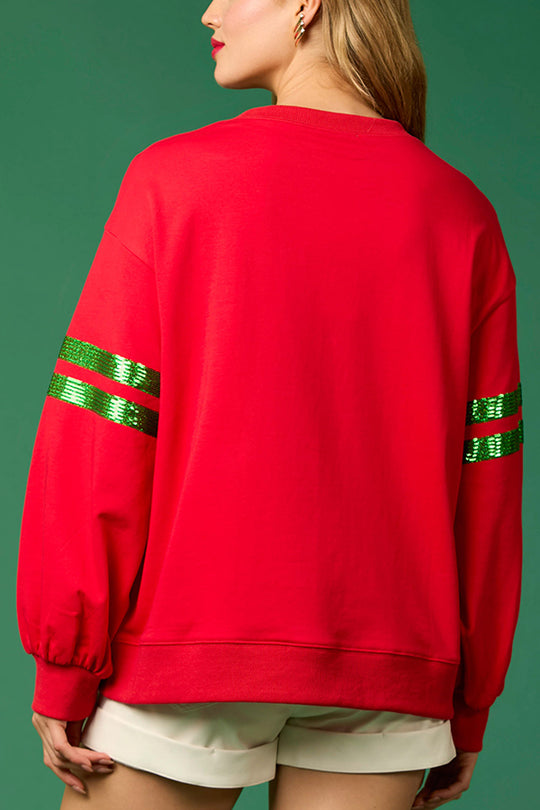 R&B | Weihnachts-Pailletten-Rundhals-Lässiger Sweatshirt