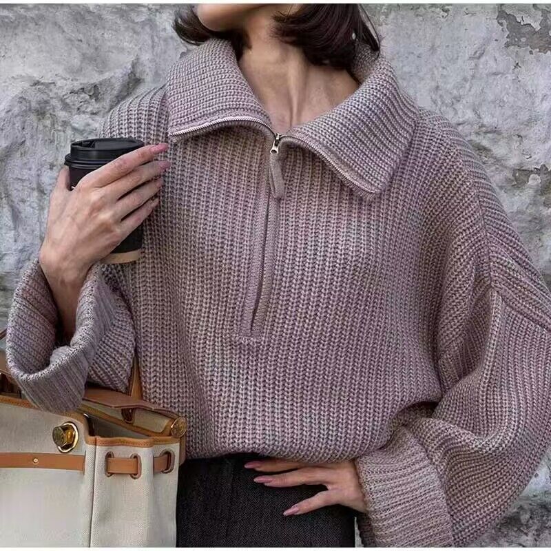 R&B | Rippstrick Pullover mit Reißverschluss Weich und Warm Lässige Eleganz