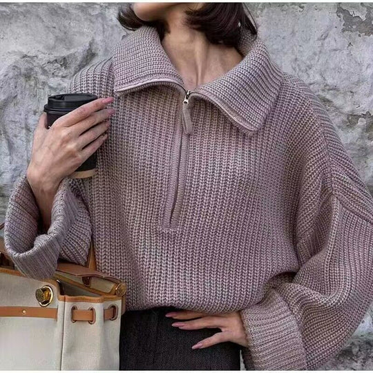 R&B | Rippstrick Pullover mit Reißverschluss Weich und Warm Lässige Eleganz