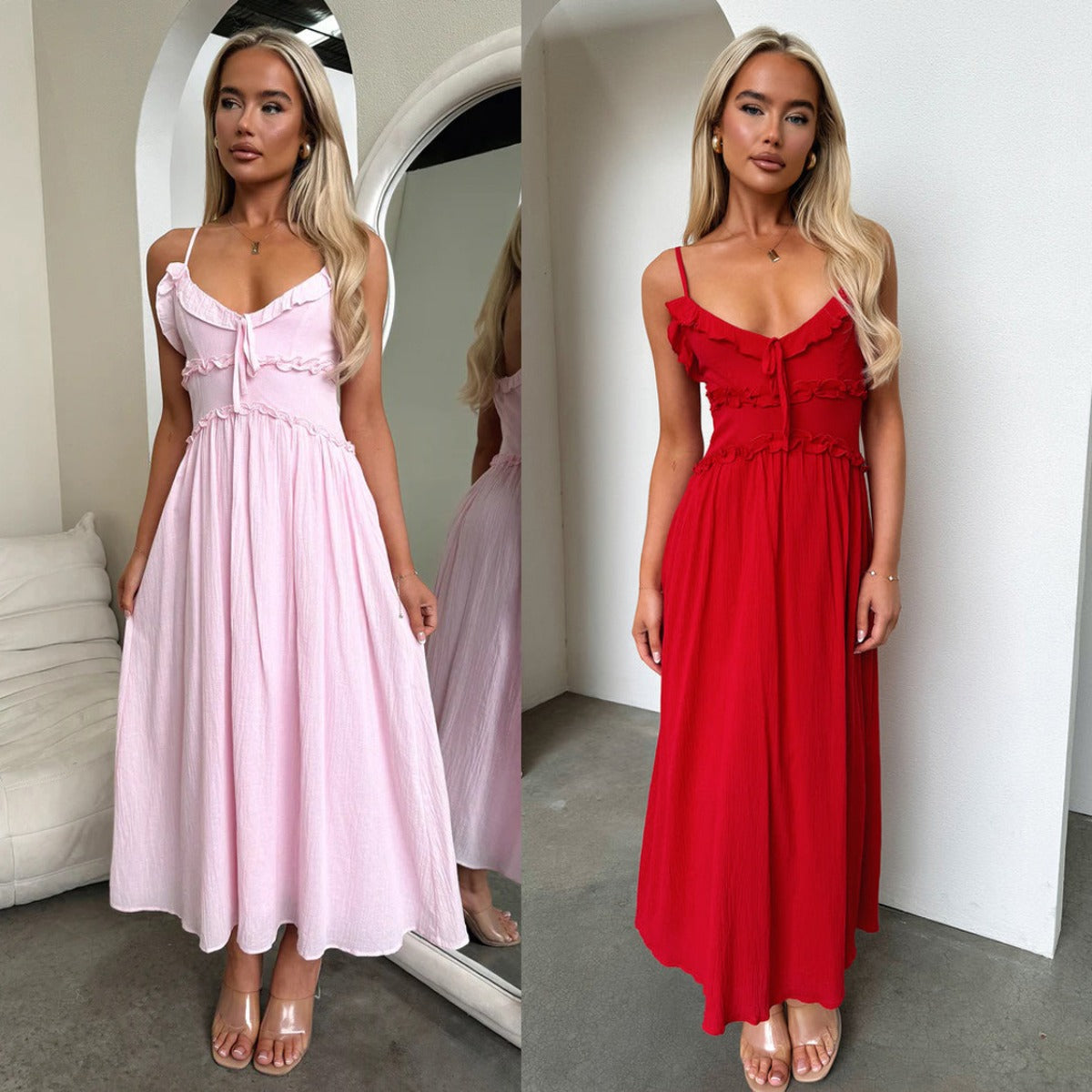 R&B | Kleid mit Hosenträgern und Rüschen
