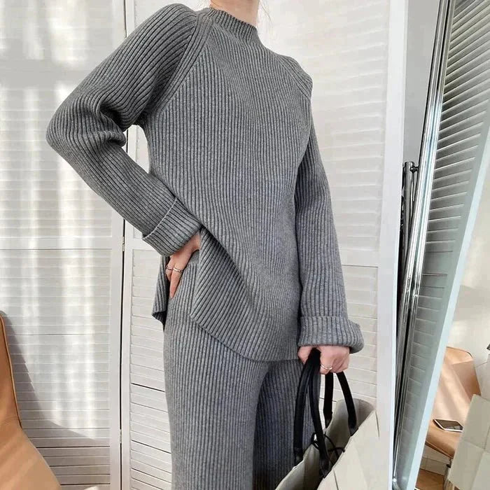 R&B | Strick Damen Pullover Satz mit Weitem Hosen