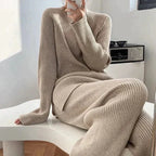 R&B | Strick Damen Pullover Satz mit Weitem Hosen