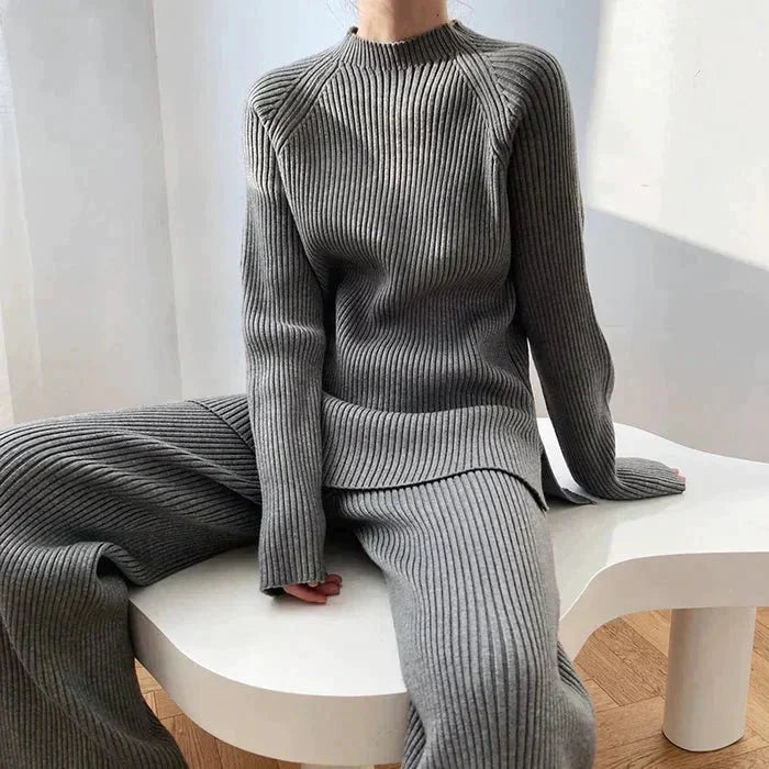 R&B | Strick Damen Pullover Satz mit Weitem Hosen