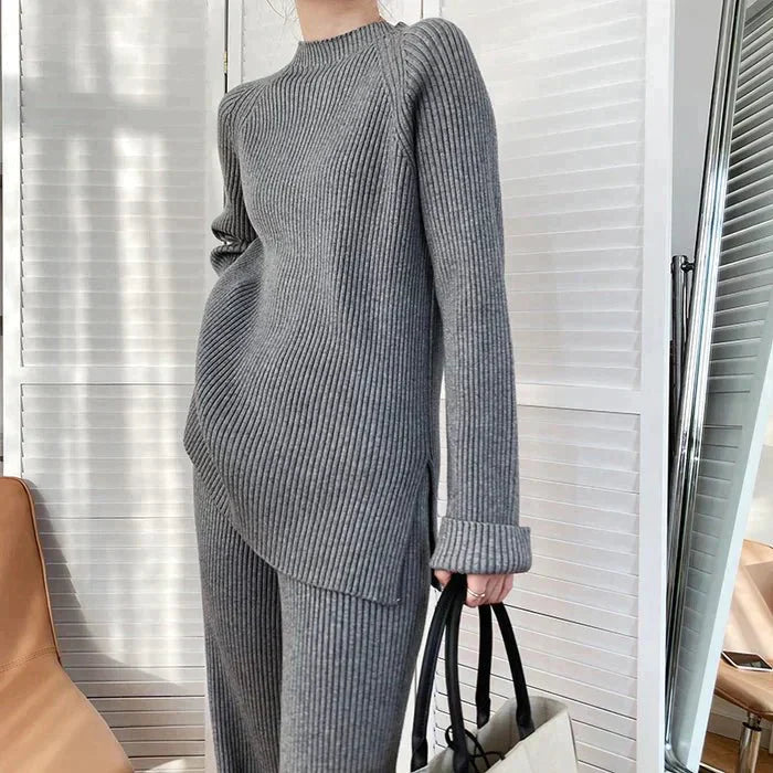 R&B | Strick Damen Pullover Satz mit Weitem Hosen