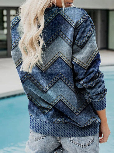R&B | Adelisse Moderner Geometrischer Pullover mit Rundhalsausschnitt