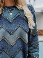 R&B | Adelisse Moderner Geometrischer Pullover mit Rundhalsausschnitt