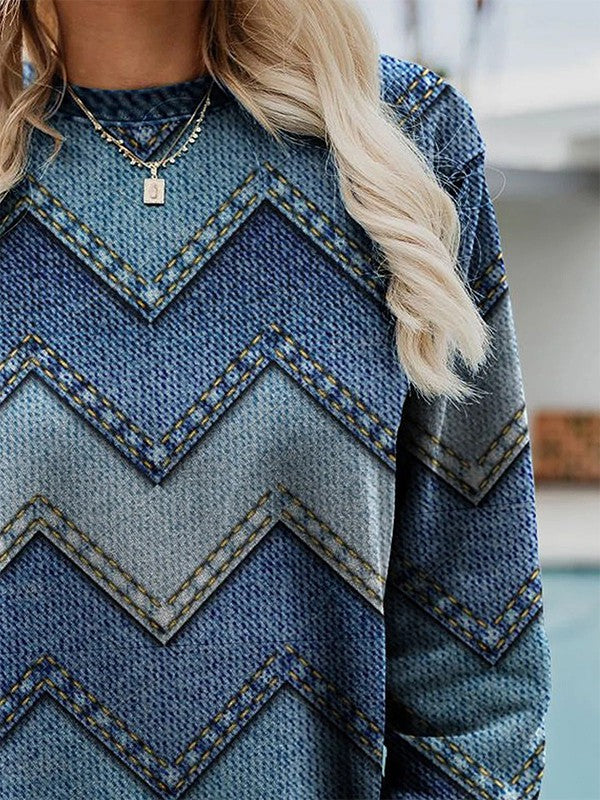 R&B | Adelisse Moderner Geometrischer Pullover mit Rundhalsausschnitt