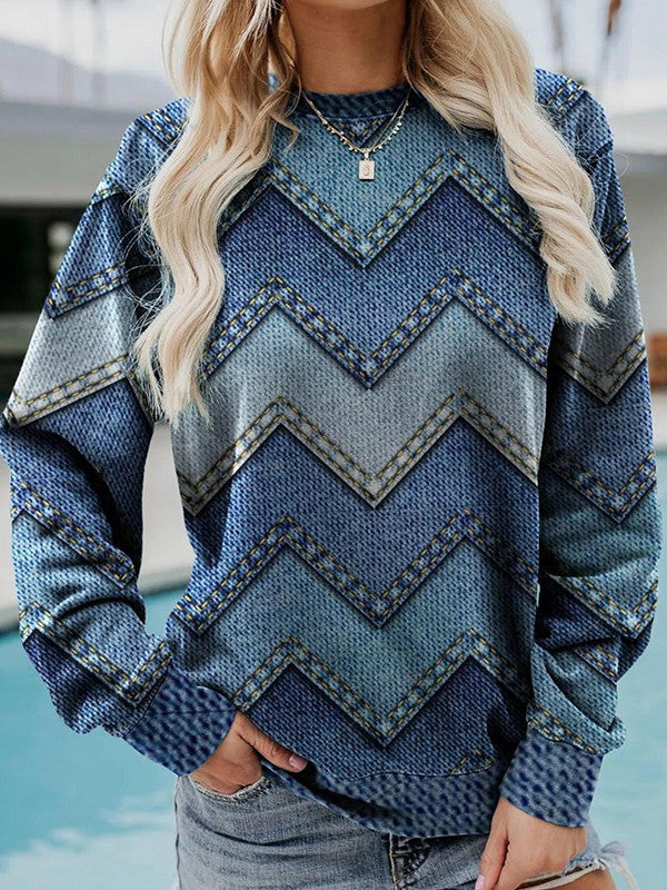 R&B | Adelisse Moderner Geometrischer Pullover mit Rundhalsausschnitt