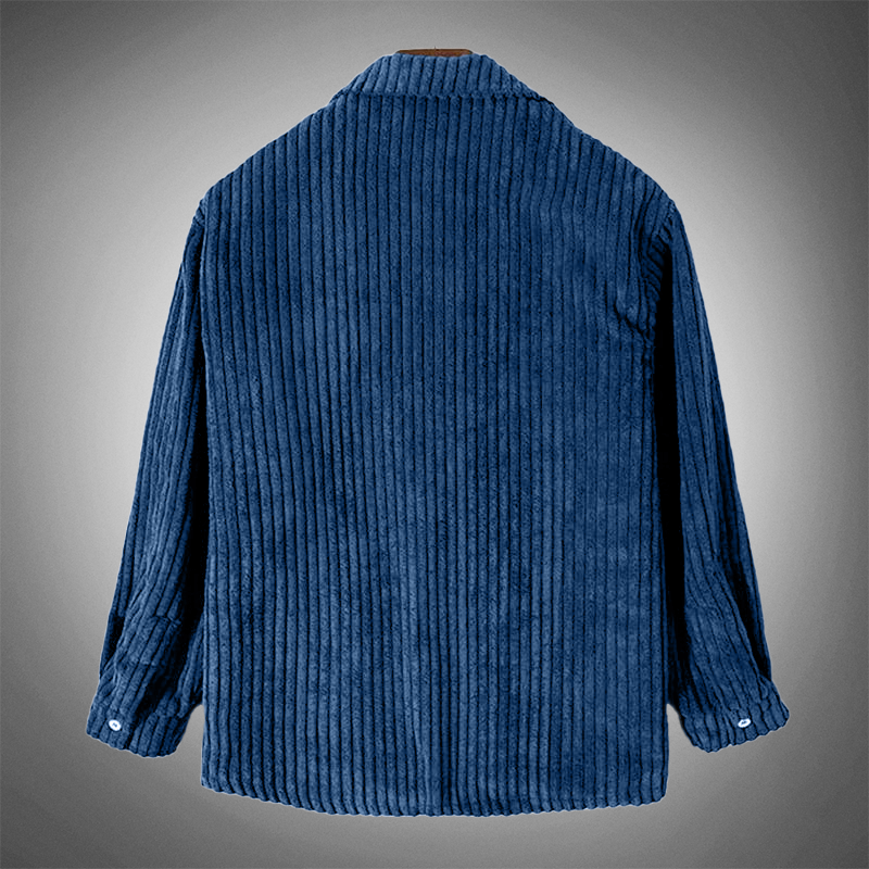 R&B | Stilvolles Dunkelblaues Lässiges Corduroy Herbst Overshirt für Männer