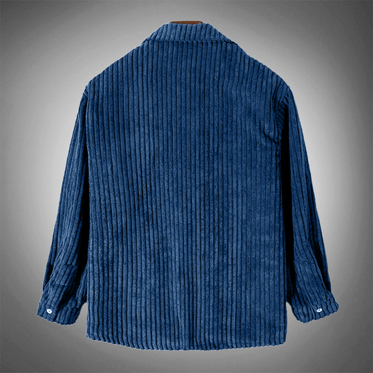 R&B - Stilvolles Dunkelblaues Lässiges Corduroy Herbst Overshirt für Männer