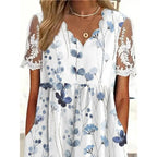 R&B | Pendelkleid mit Blumendruck und V-Ausschnitt