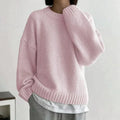 R&B | Pink Einfarbiger Pullover mit Rundhalsausschnitt