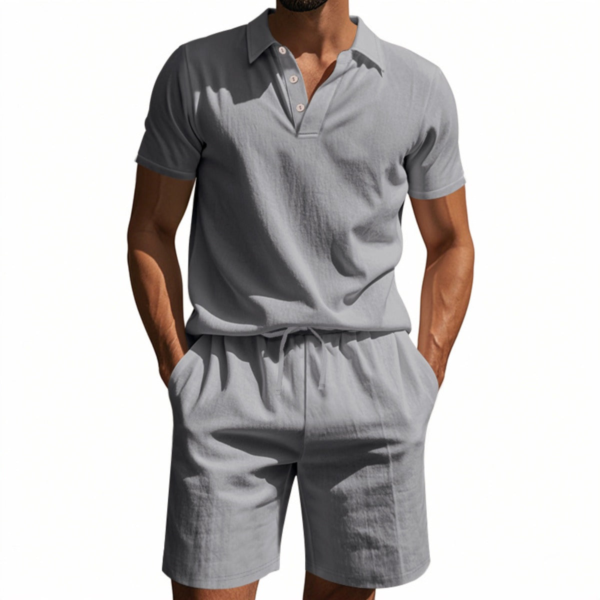 R&B | Kurzärmliges Poloshirt und Shorts Strandanzug