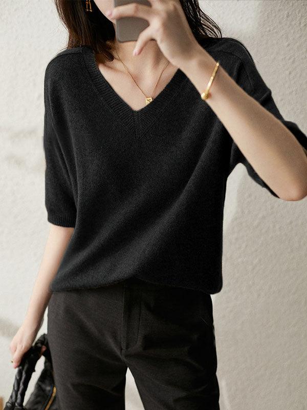 R&B | weicher Cashmere-Pullover mit V-Ausschnitt für Damen