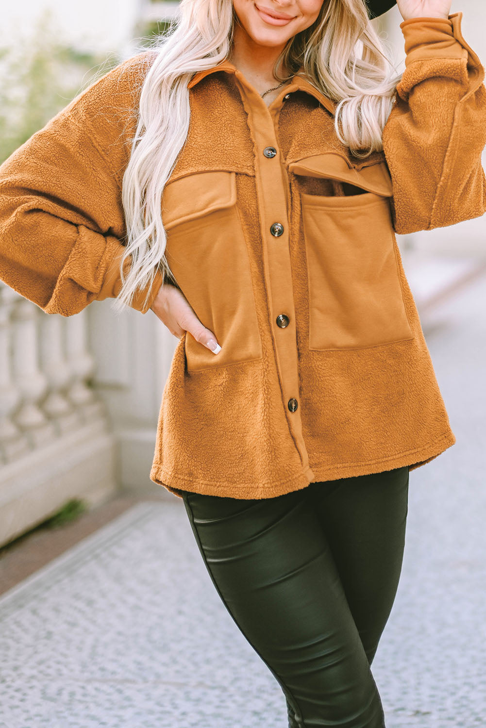 R&B | Weiche Teddyjacke mit Großen Taschen Polyester Warm und Modern