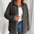 R&B | Lässige Winter Zip-Up Fuzzy Jacke für Damen