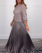 R&B | Lässiges Kontrastfarbenes Kleid mit Patchwork und Plissee