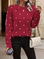 R&B | langärmliger poker-dot-pullover