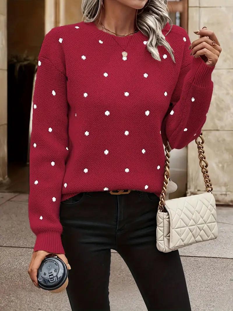 R&B | langärmliger poker-dot-pullover