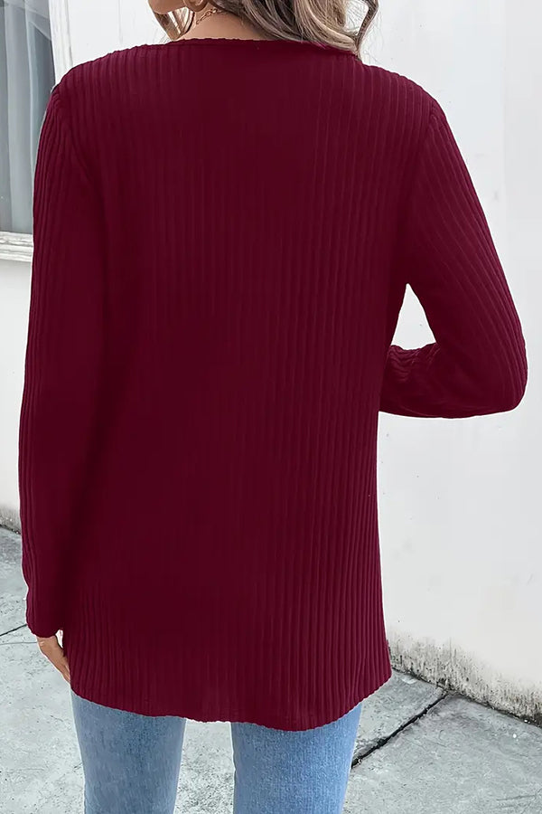 R&B | Strickjacke mit Blumenrand und langen Ärmeln