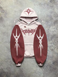 R&B | Kontrastfarbe Buchstaben Oversized Hoodie mit Langen Ärmeln
