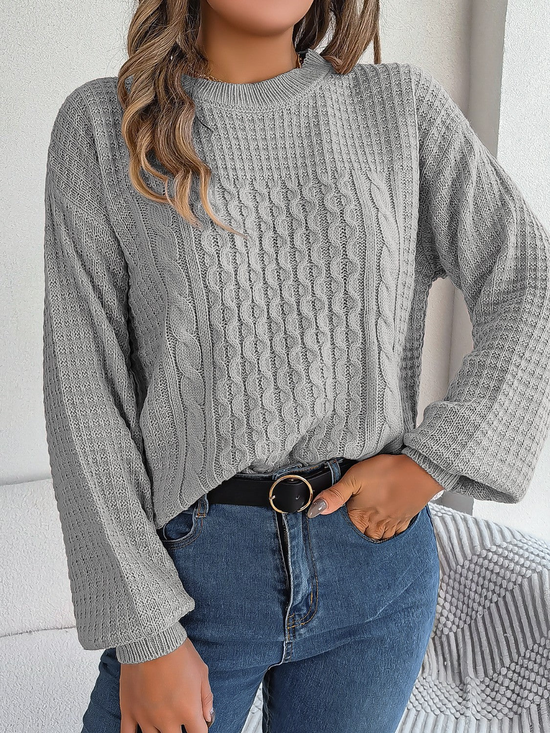 R&B | Sweater - Strukturstrick Rundhals Pullover