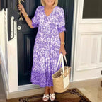 R&B | Kleid mit V-Ausschnitt und Print in Übergröße