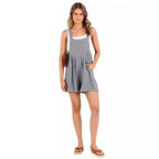R&B | Jumpsuit-Shorts aus Baumwolle und Leinen mit weitem Bein