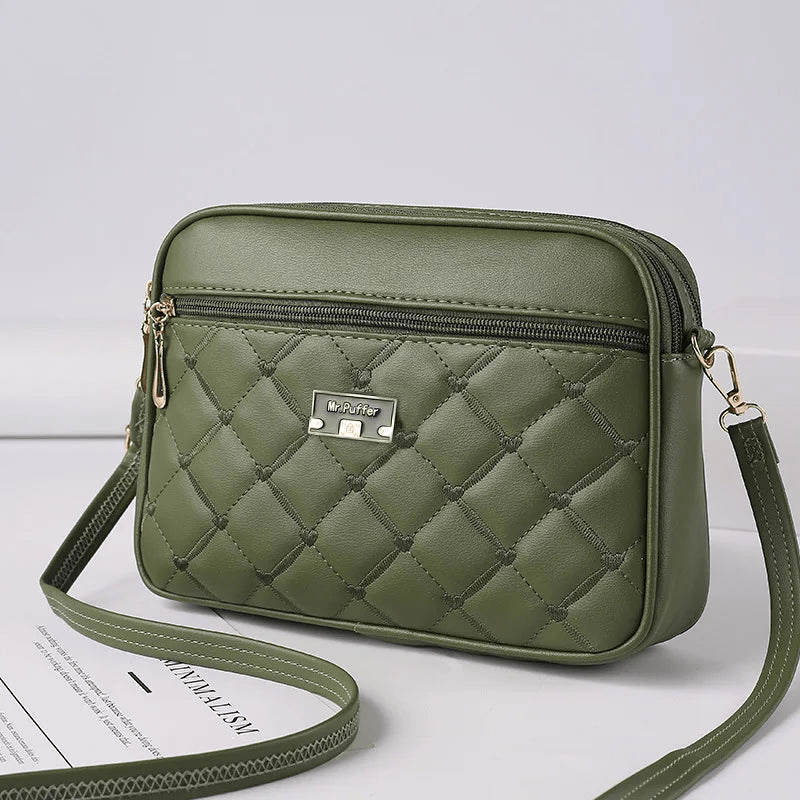 R&B | Damen Schultertasche mit Diamantmuster und Reißverschluss