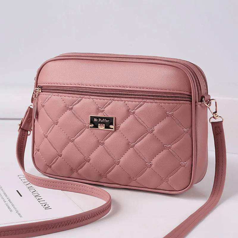 R&B | Damen Schultertasche mit Diamantmuster und Reißverschluss