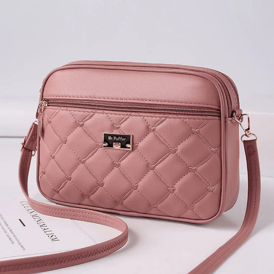 R&B | Damen Schultertasche mit Diamantmuster und Reißverschluss